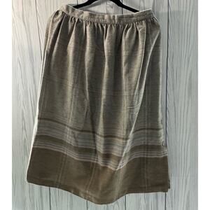 Vintage Wool A Line Plaid Gray Side Button USA Midi Skirt Size 13